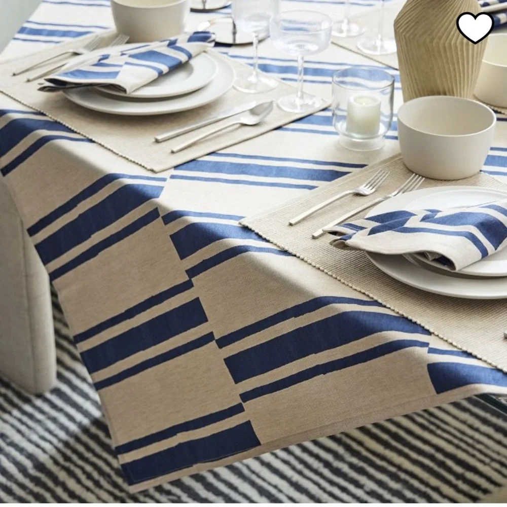 West elm Quincy Block Print Stripe Table Throw